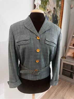 Davidow Stewart’s 1940s/1950s Blue Wool Tweed Women’s Jacket Small/Medium